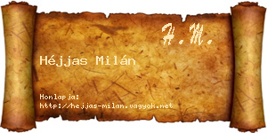 Héjjas Milán névjegykártya